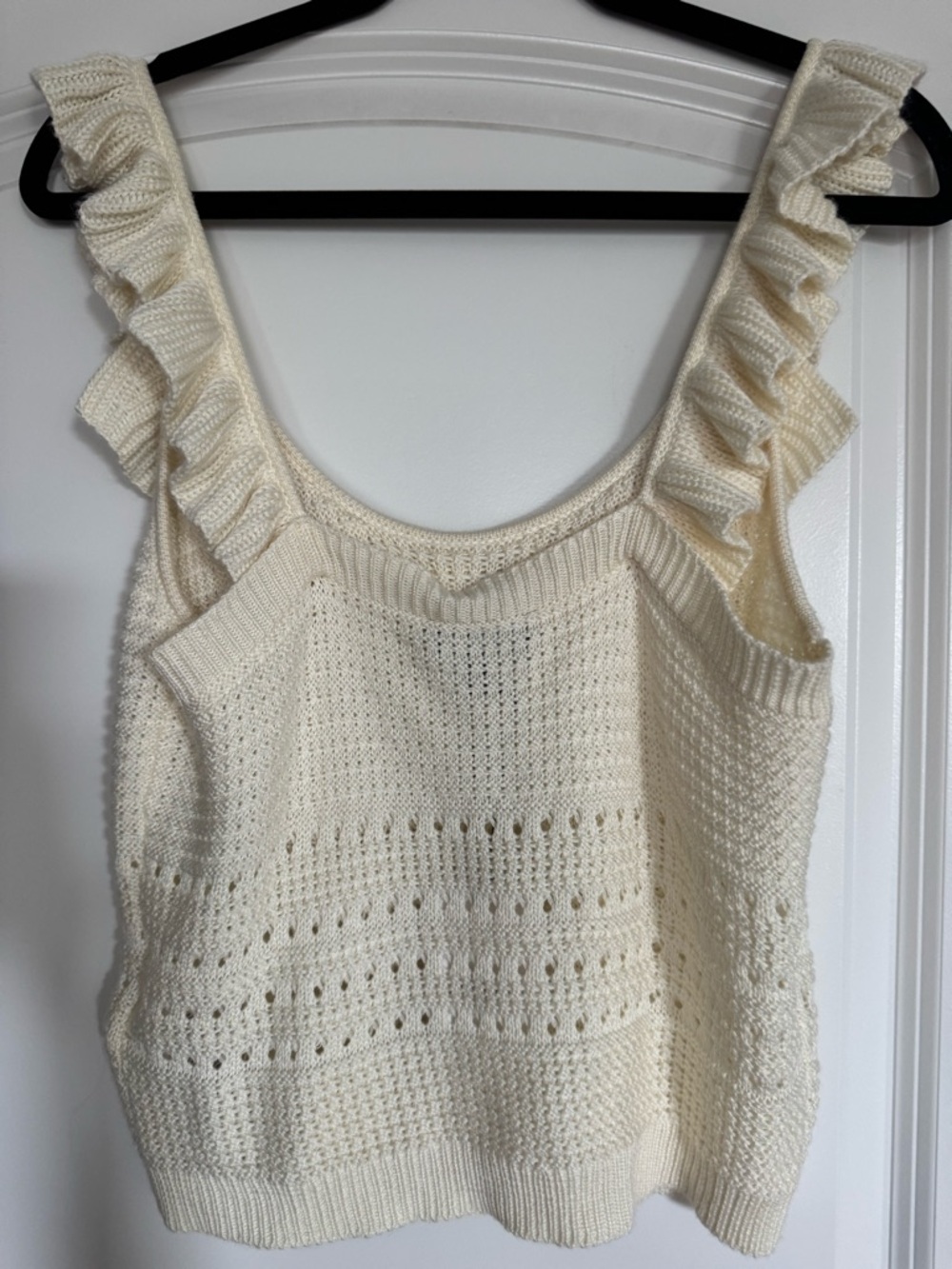 7 For All Mankind White Ruffle Knit Tank - Picture 4 of 5